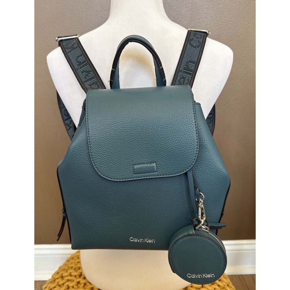 Calvin Klein Millie Novelty Pebbled Backpack Aegean Blue W/Signature Coin Purse